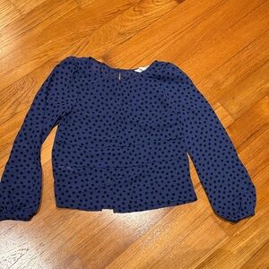 BCBGeneration Navy Polka Dot Top